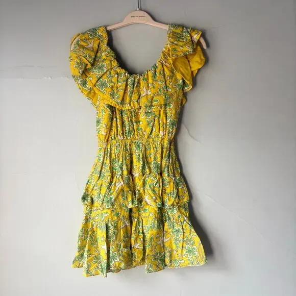 RHODE Dotty Dress in Yellow Floral Ruffles‎ Size Small - Picture 8 of 9